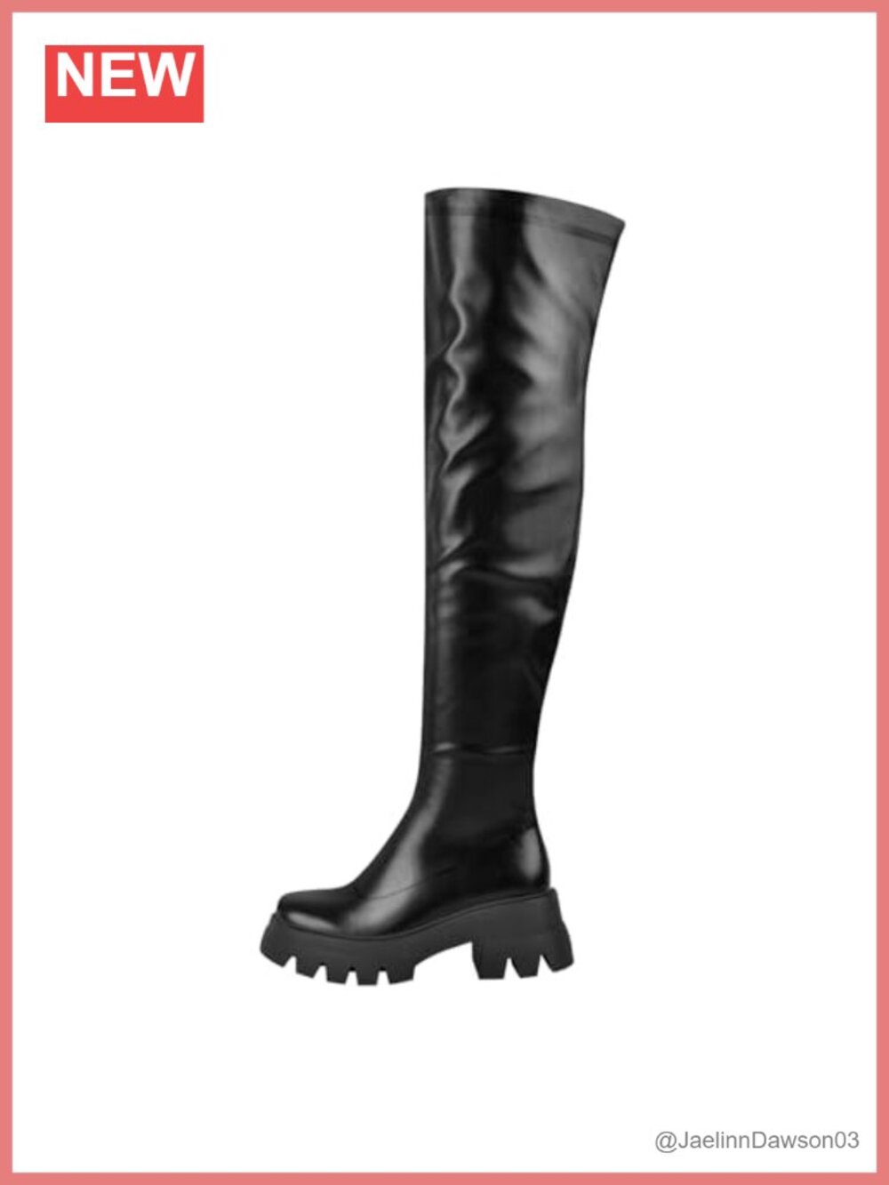 Round Toe Low Block Heeled Thigh Boots Chunky Zip Up